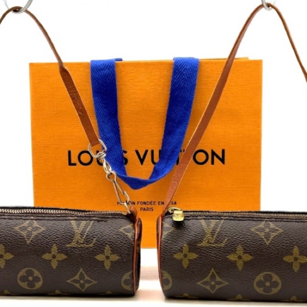 Authentic Louis Vuitton Monogram Papillon Pouch x 2 Set M51365 With Bag ＭＲ-0055